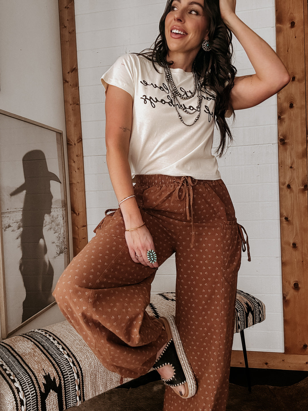Mineral Washed Wide Leg Drawstring Pants