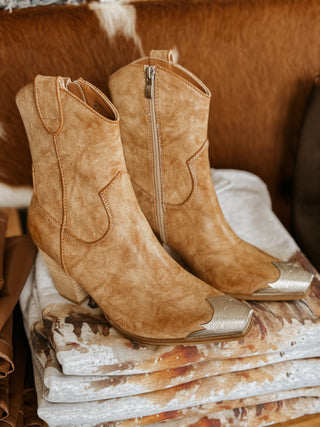 The Western Metal Toe Bootie (Nude)