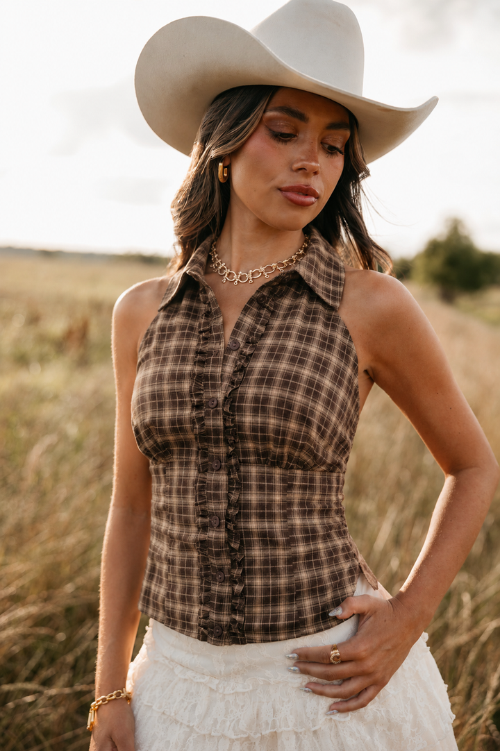 Prairie Plaid Halter Top PRE ORDER 8/15