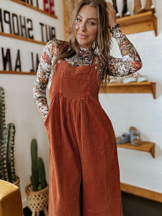 The Corduroy Wide Leg Overall (Rust)