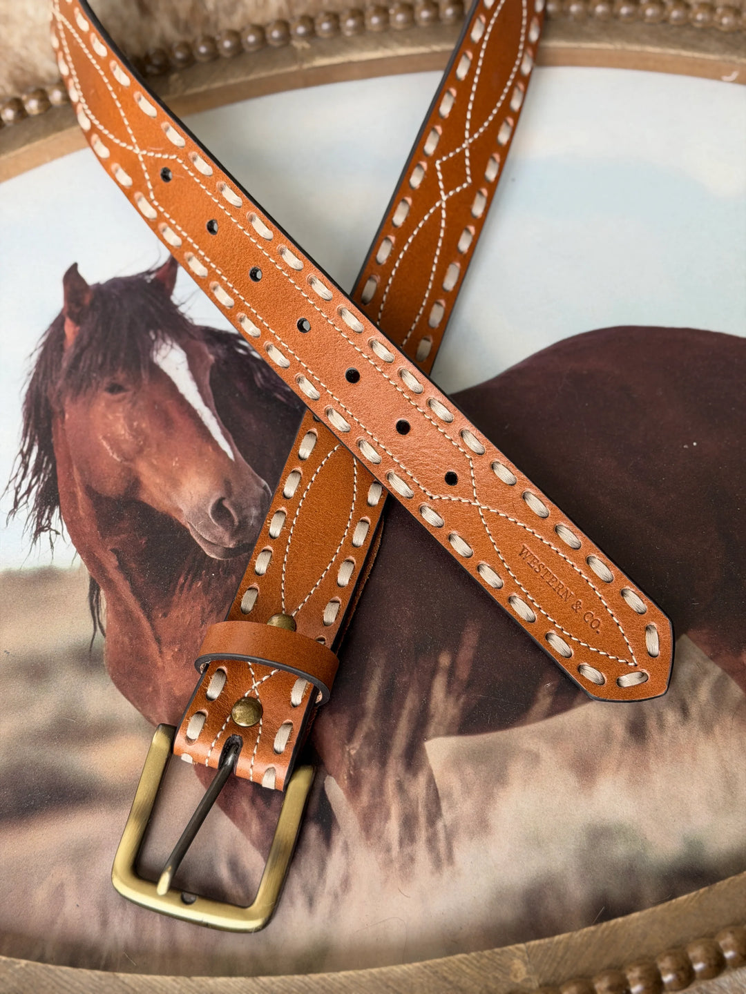 The Classic Buck Stitch Belt - brown