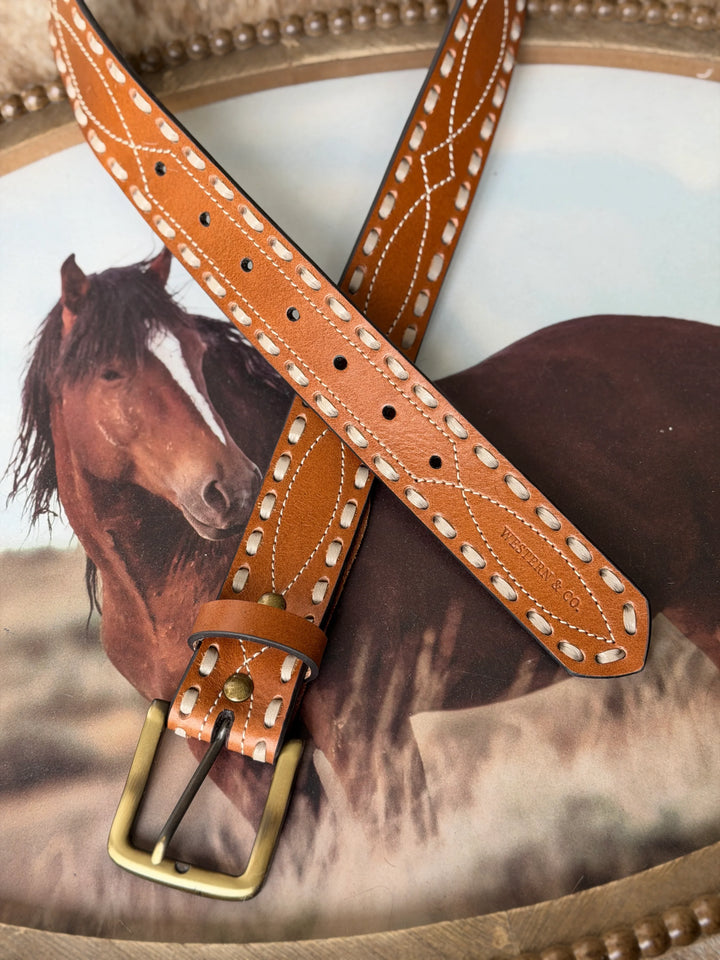 The Classic Buck Stitch Belt - brown