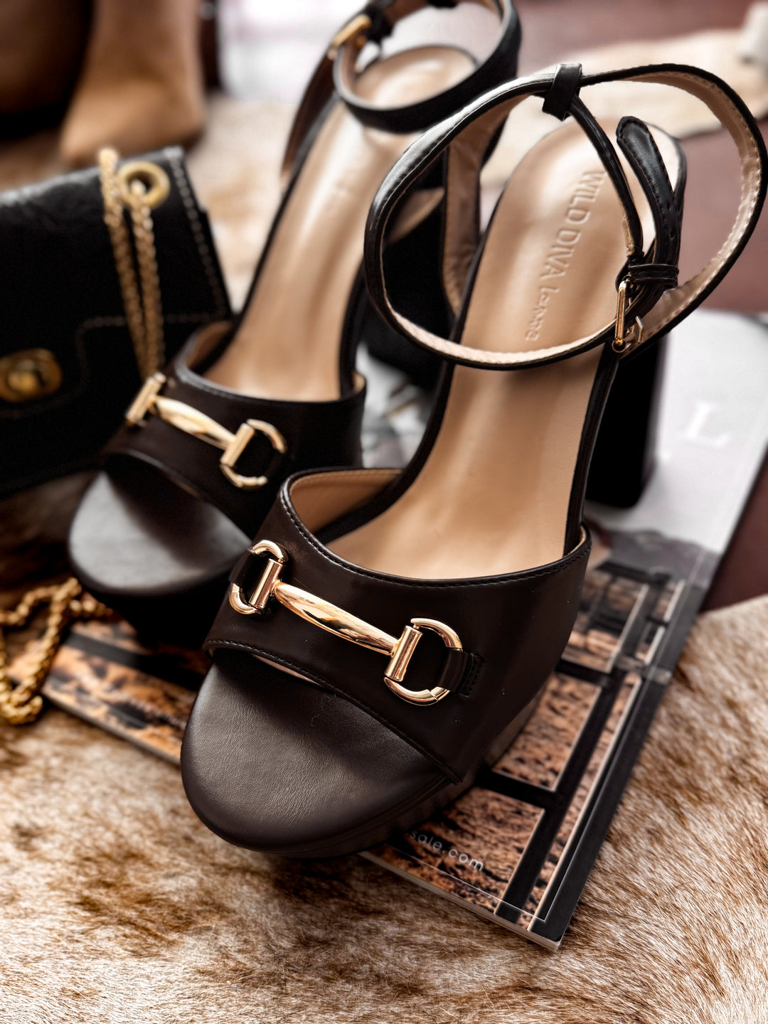 Horsebit Platform Chunky Heels - Dark Brown