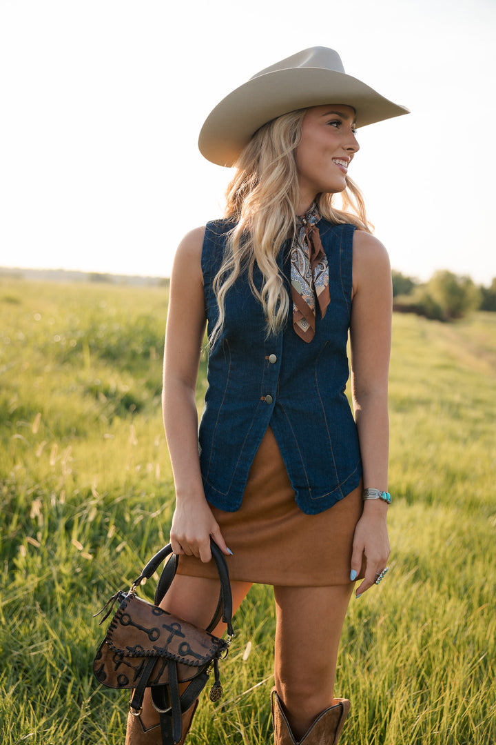 Suede Mini Skirt - Camel
