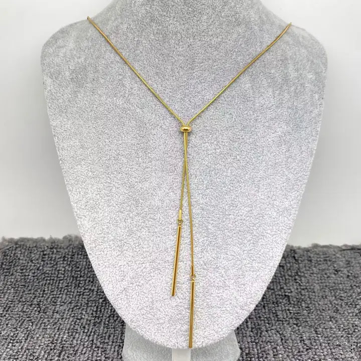 Golden Cascade Lariat Necklace – 18K Gold Plated Stainless Steel
