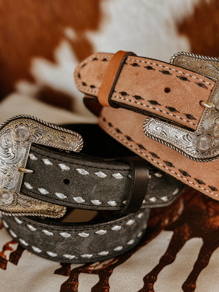 The Buck Stitched Leather Belt