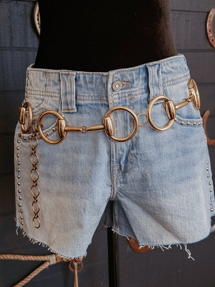 Western Horsebit Chain Belt – Gold