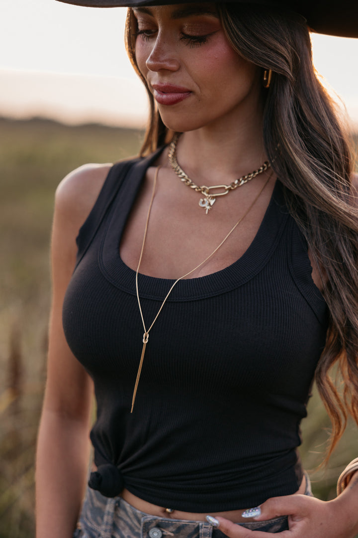 Dainty Gold Knot Lariat Necklace