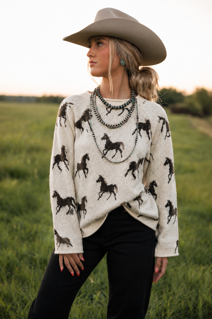 Ivory Horse Sweater PRE ORDER 9/1