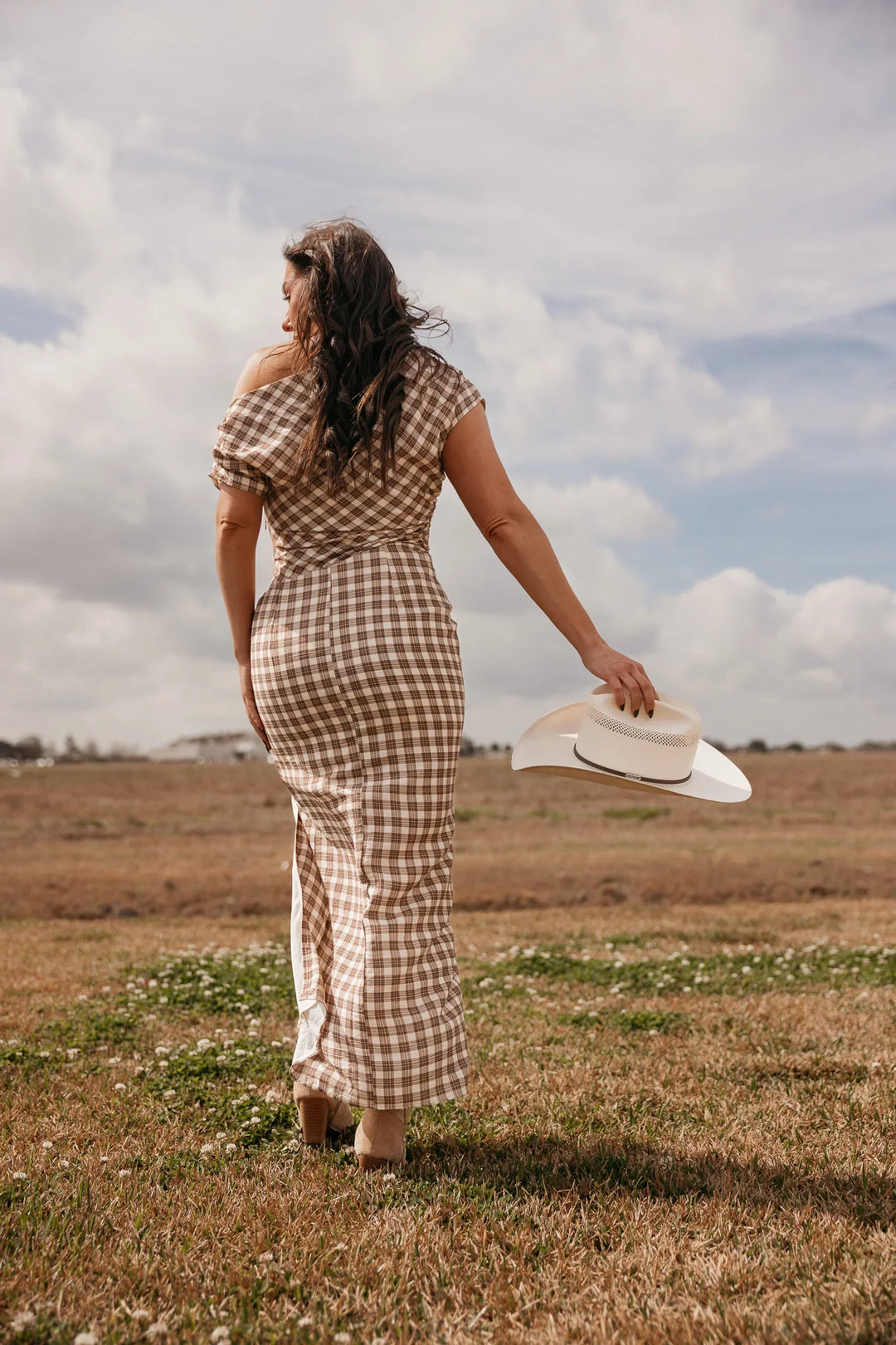 Checkered Print Western Maxi Dress **Pre Order June 20th**