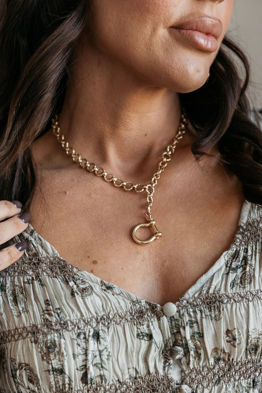 Gold Carabiner Pendant Necklace - Gold