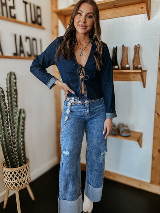 The Cuffed Cowgirl Wide Leg Jeans