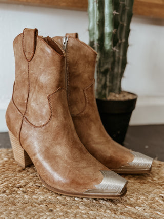 The Western Metal Toe Bootie (Nude)