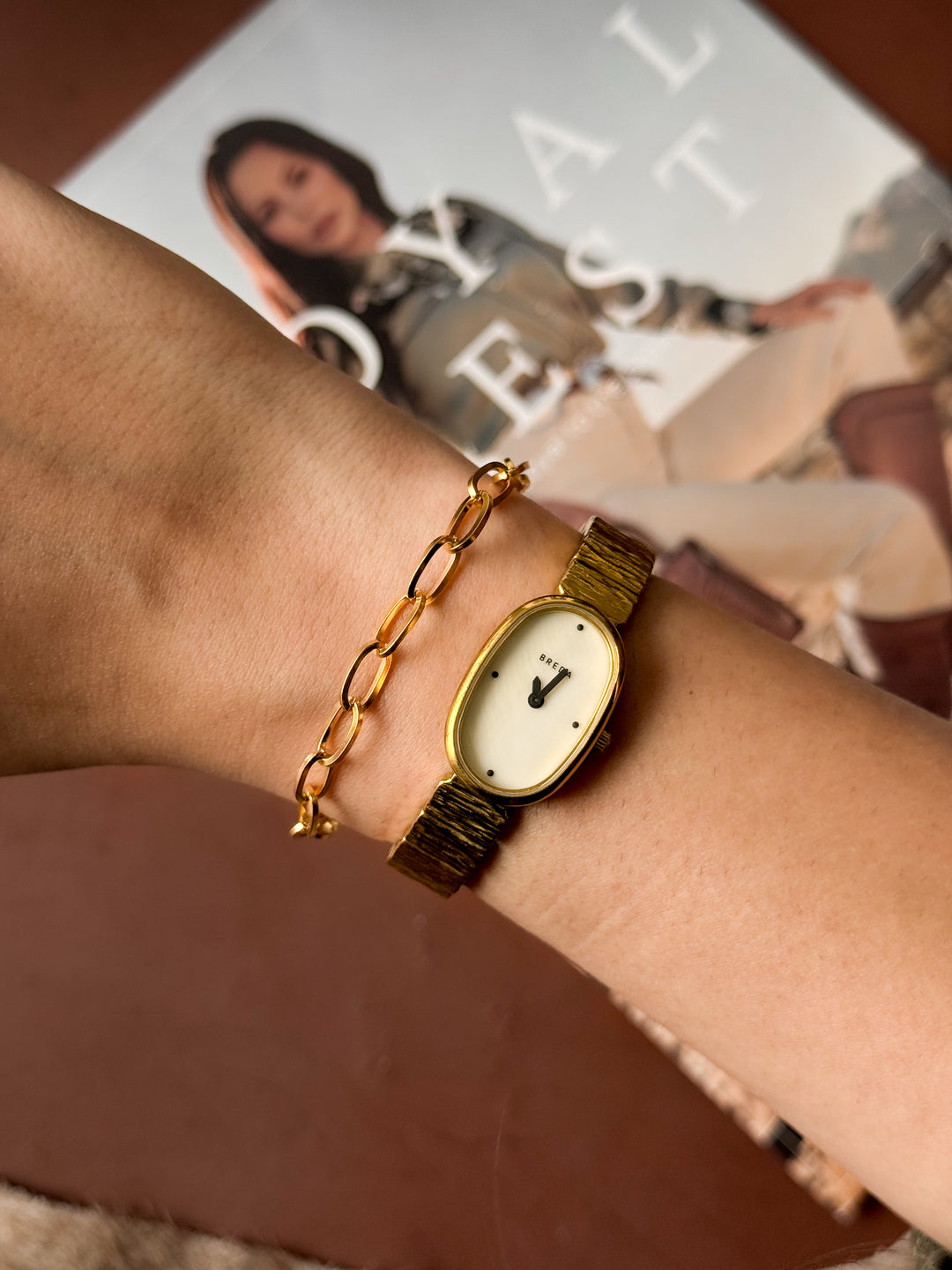 Gold Paper Clip Chain Bracelet - Stainless Steel