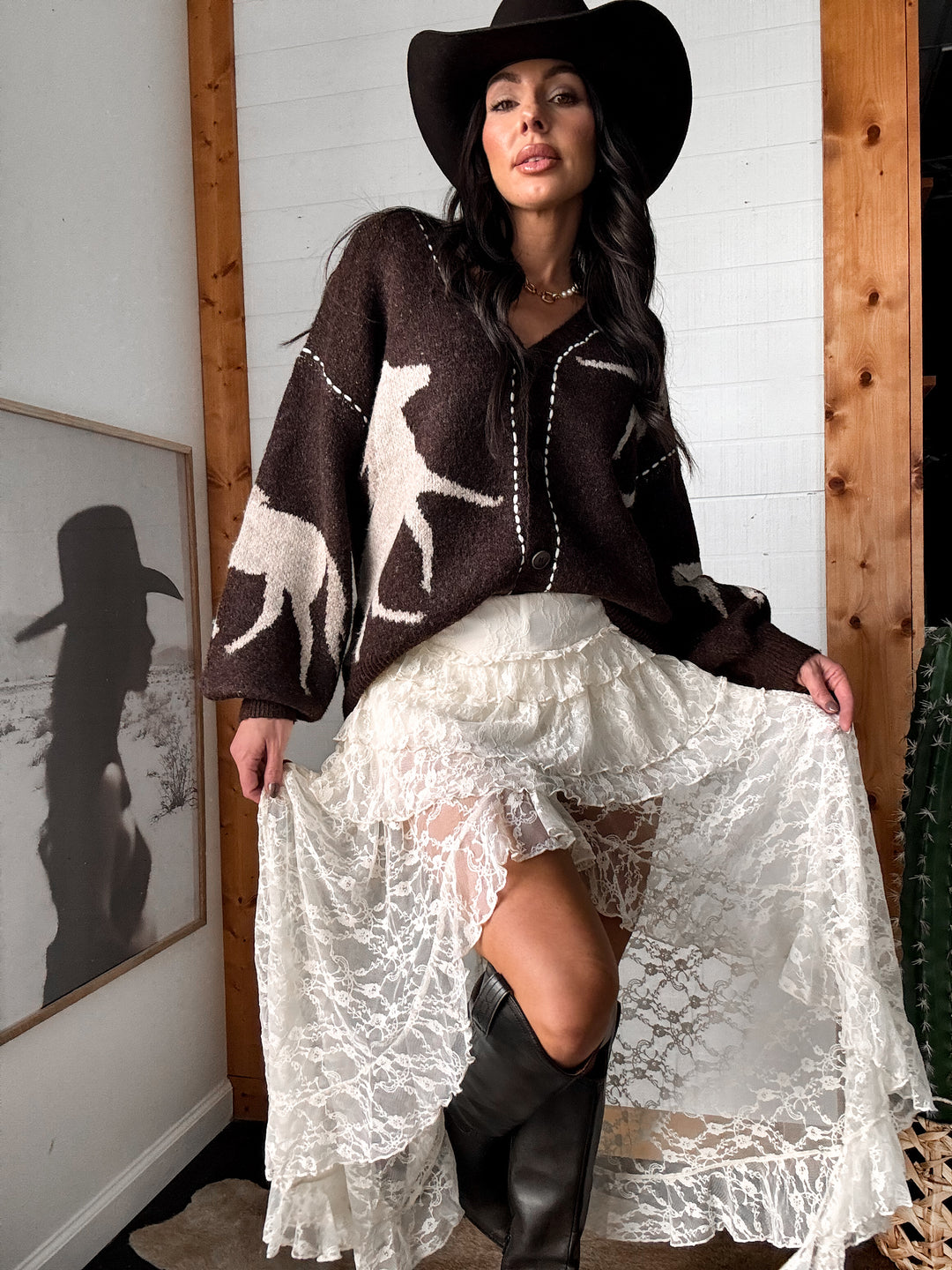 Lace Tiered Maxi Skort – Cream