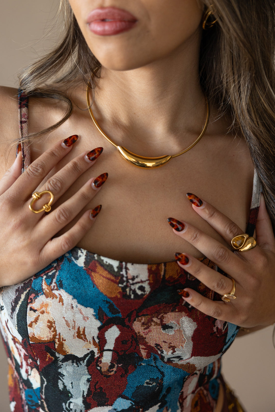 Spring Chain Gold Choker Necklace - 18k Gold-Plated Stainless Steel