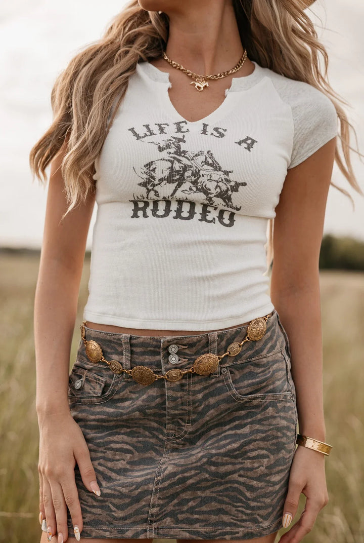 Life Is A Rodeo Ribbed Graphic Tee