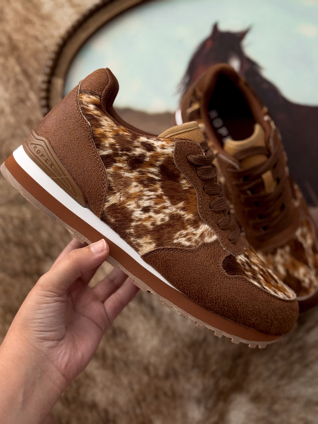 Roper Hair On Hide Jogger Shoe - Brown