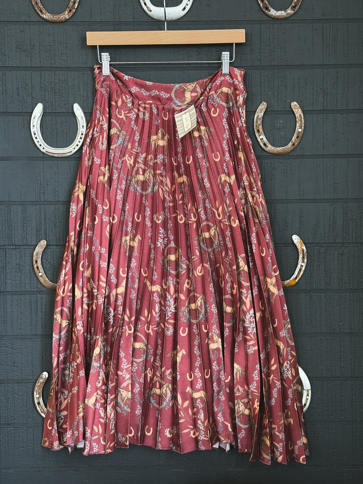Tasha Polizzi Horse &amp; Horseshoe Pleated Midi Skirt