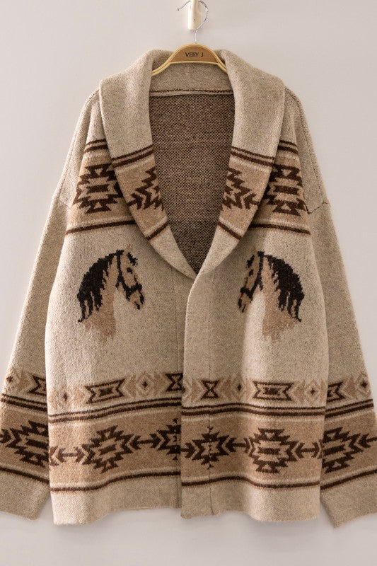 Wild Horses Shawl Collar Cardigan PRE ORDER 9/10