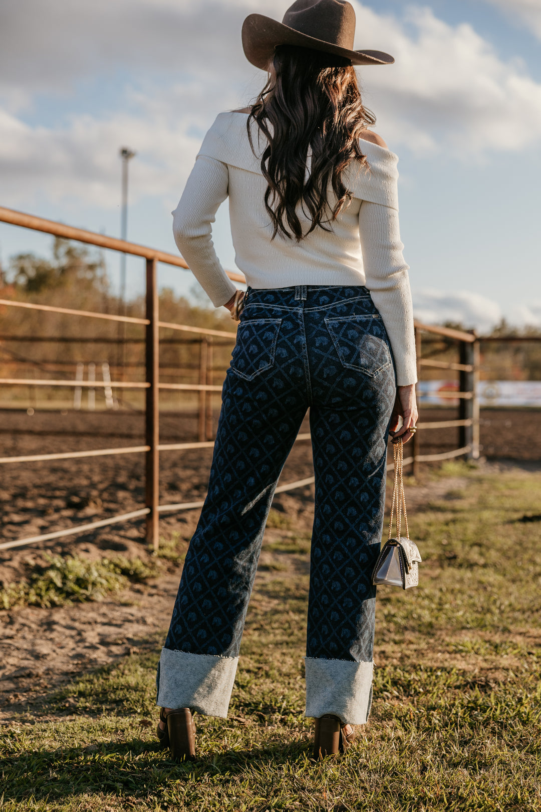 Denim Horse Cuffed High Rise Jeans