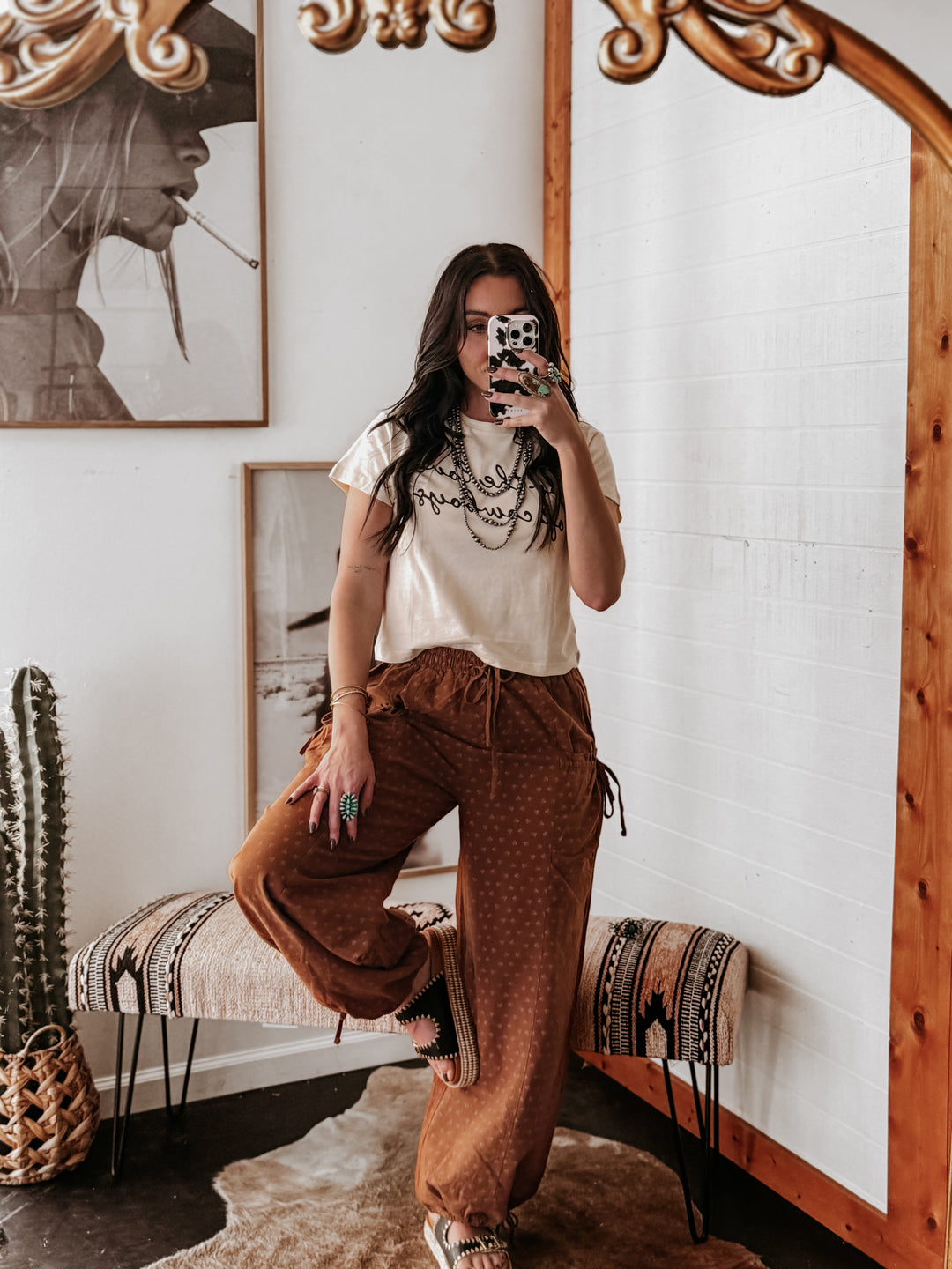 Mineral Washed Wide Leg Drawstring Pants