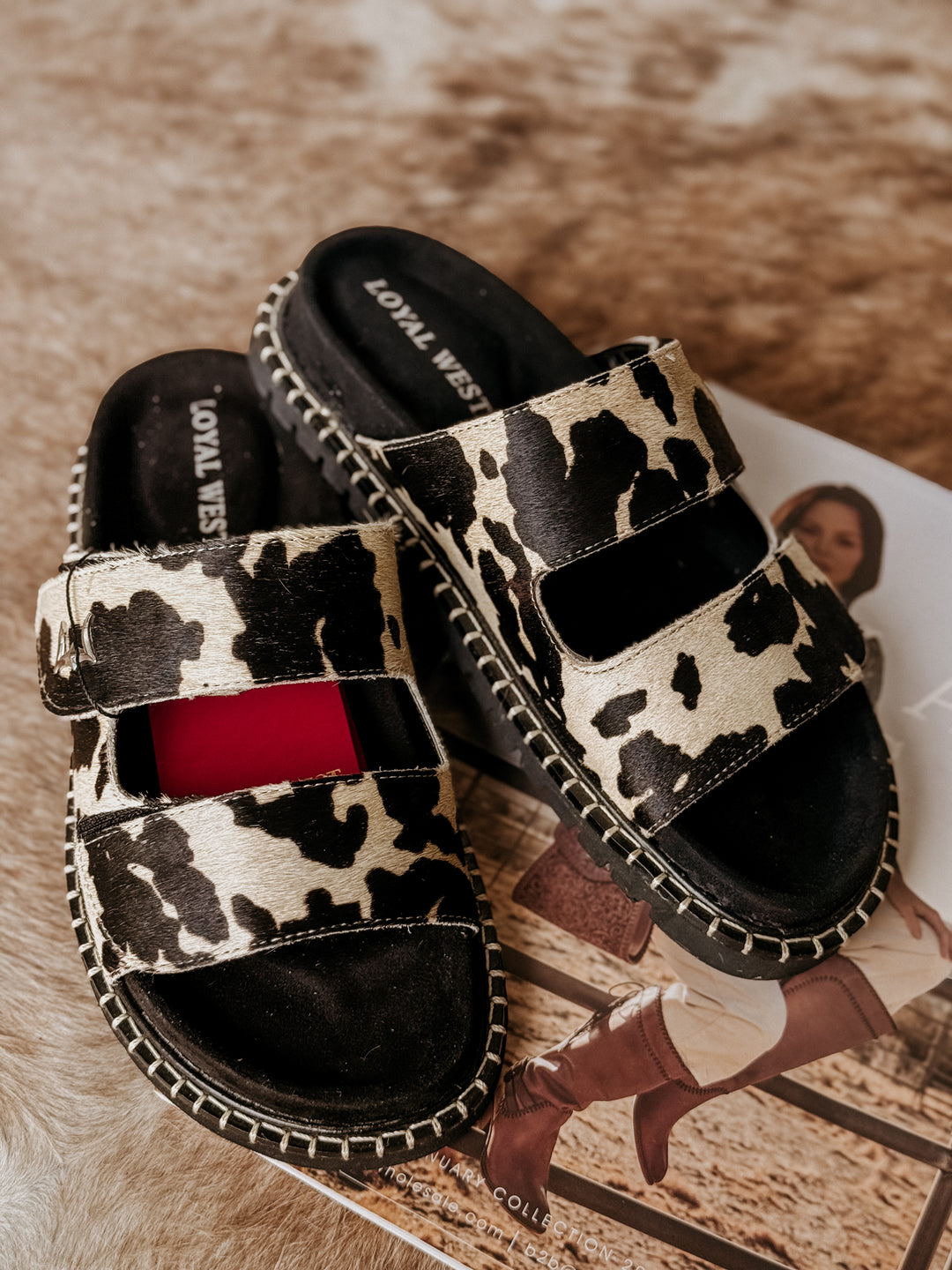 Deen Canyon Sandals ( Black and White Cowhide)