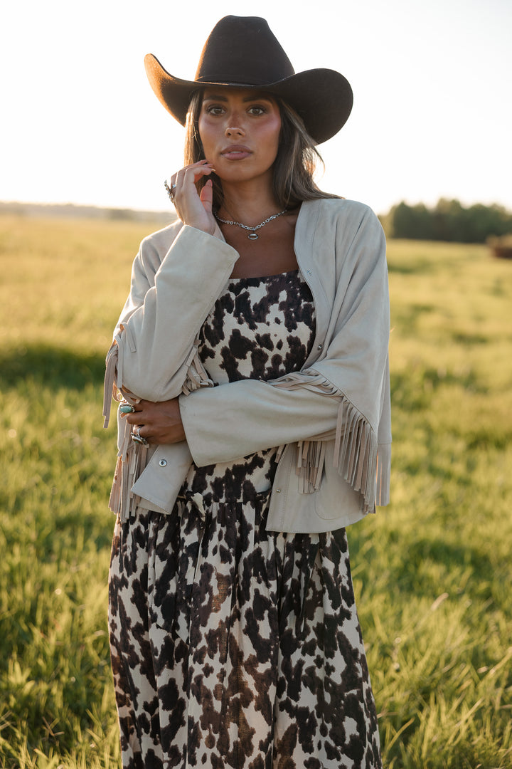 Cow Print Drop Waist Midi Dress PRE ORDER 8/31
