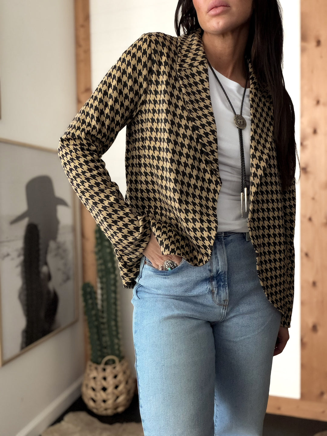 Houndstooth Blazer Jacket