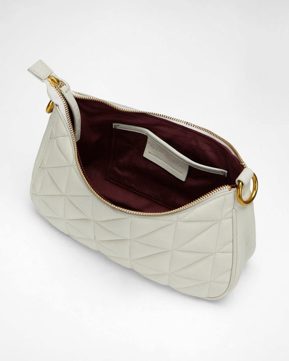 Loyal White Quilted Leather Bag