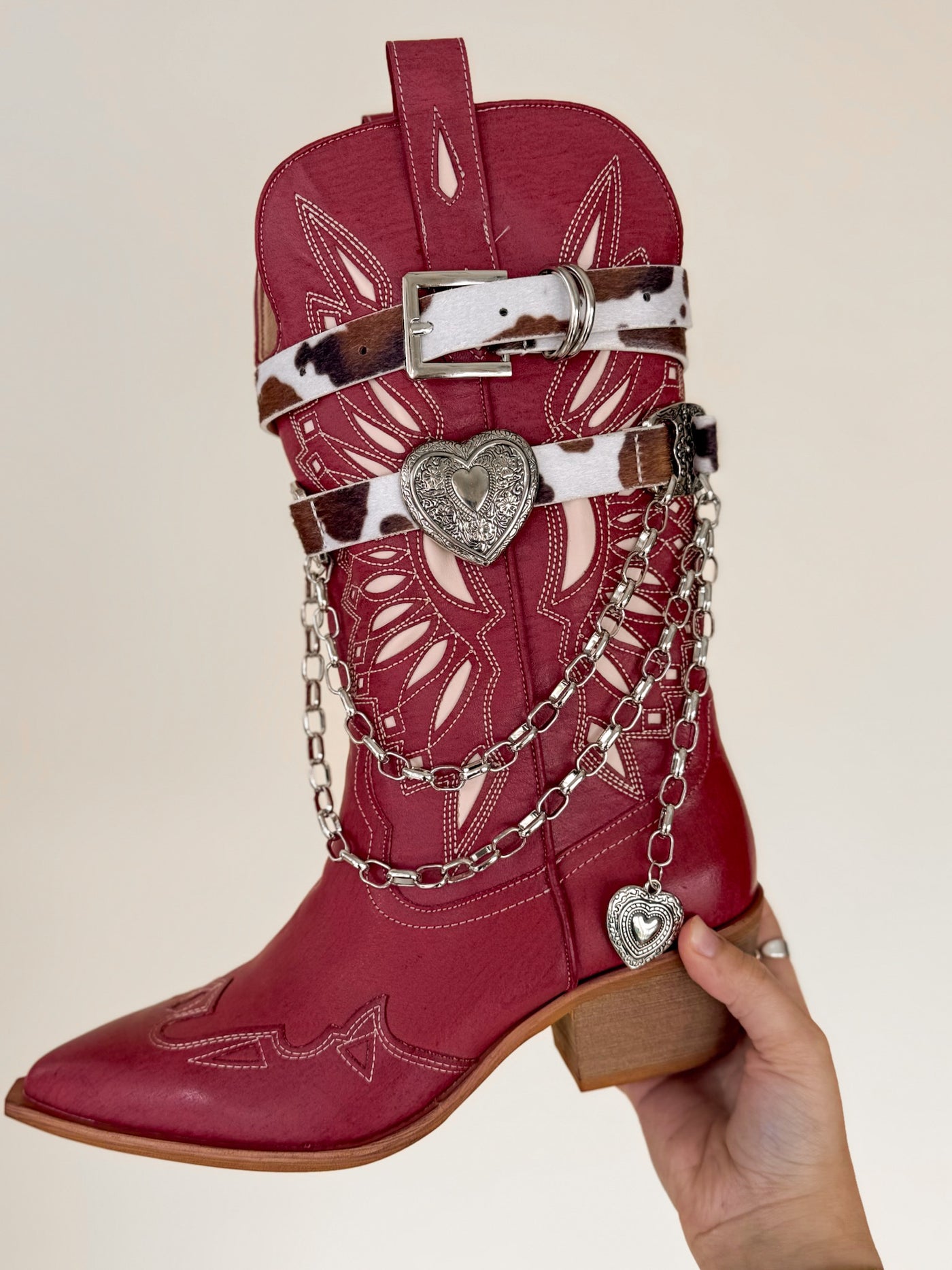 Western Sun Cutout Boots (Dusted Ruby)