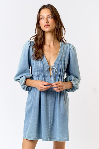 The Tie Front Denim Dress (10/25 lalalvon)