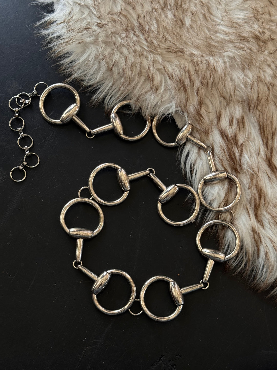 Western Horsebit Chain Belt- Silver