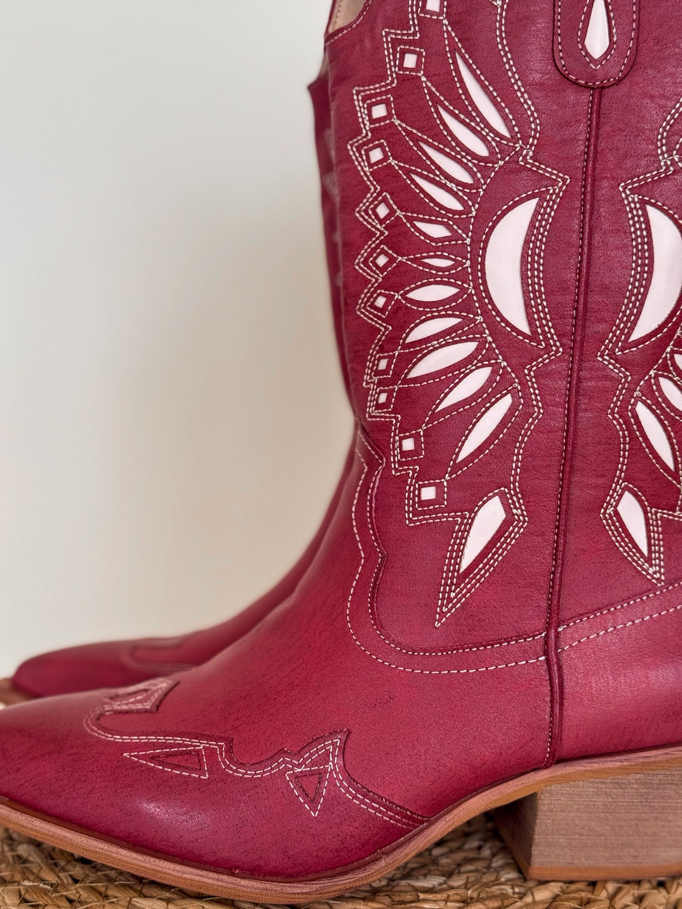 Western Sun Cutout Boots (Dusted Ruby)