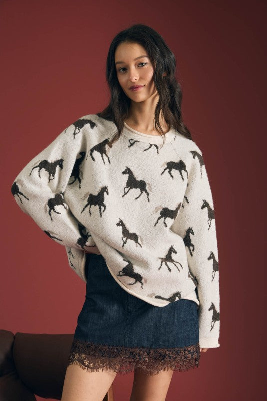 Ivory Horse Sweater PRE ORDER 9/1