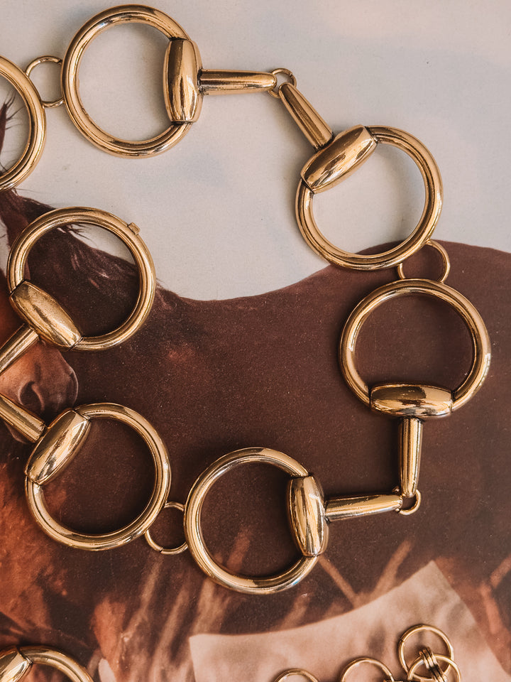 Western Horsebit Chain Belt – Gold