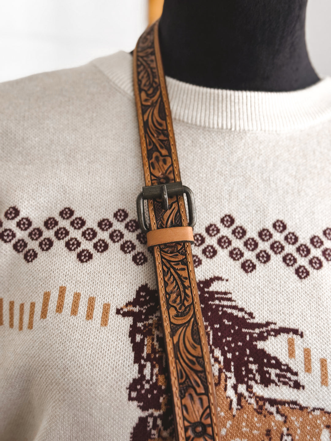 Western Tooled Cowhide Crossbody Bag