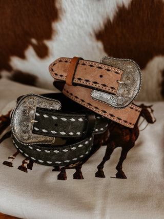 The Buck Stitched Leather Belt