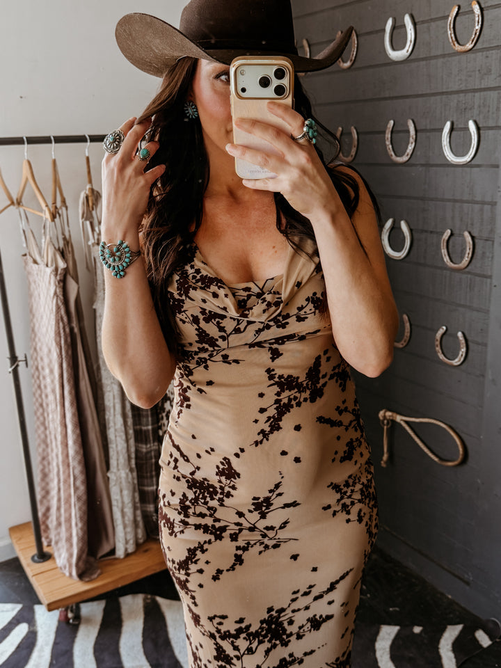 Canyon Bloom Cowl Neck Maxi Dress PRE ORDER 8/15