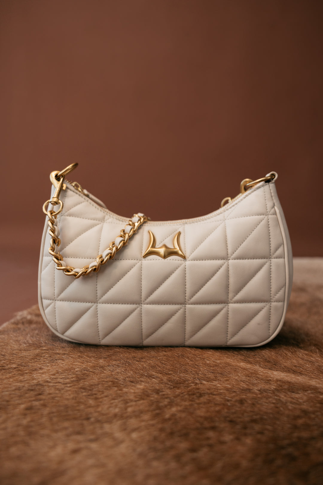 Loyal White Quilted Leather Bag