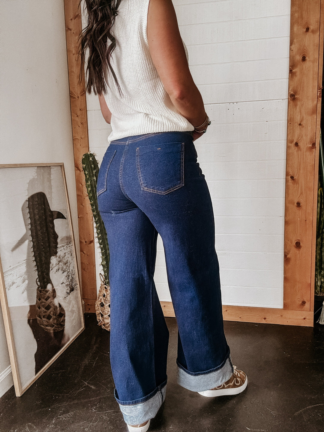 Dark Wash High Rise Wide Leg Jeans