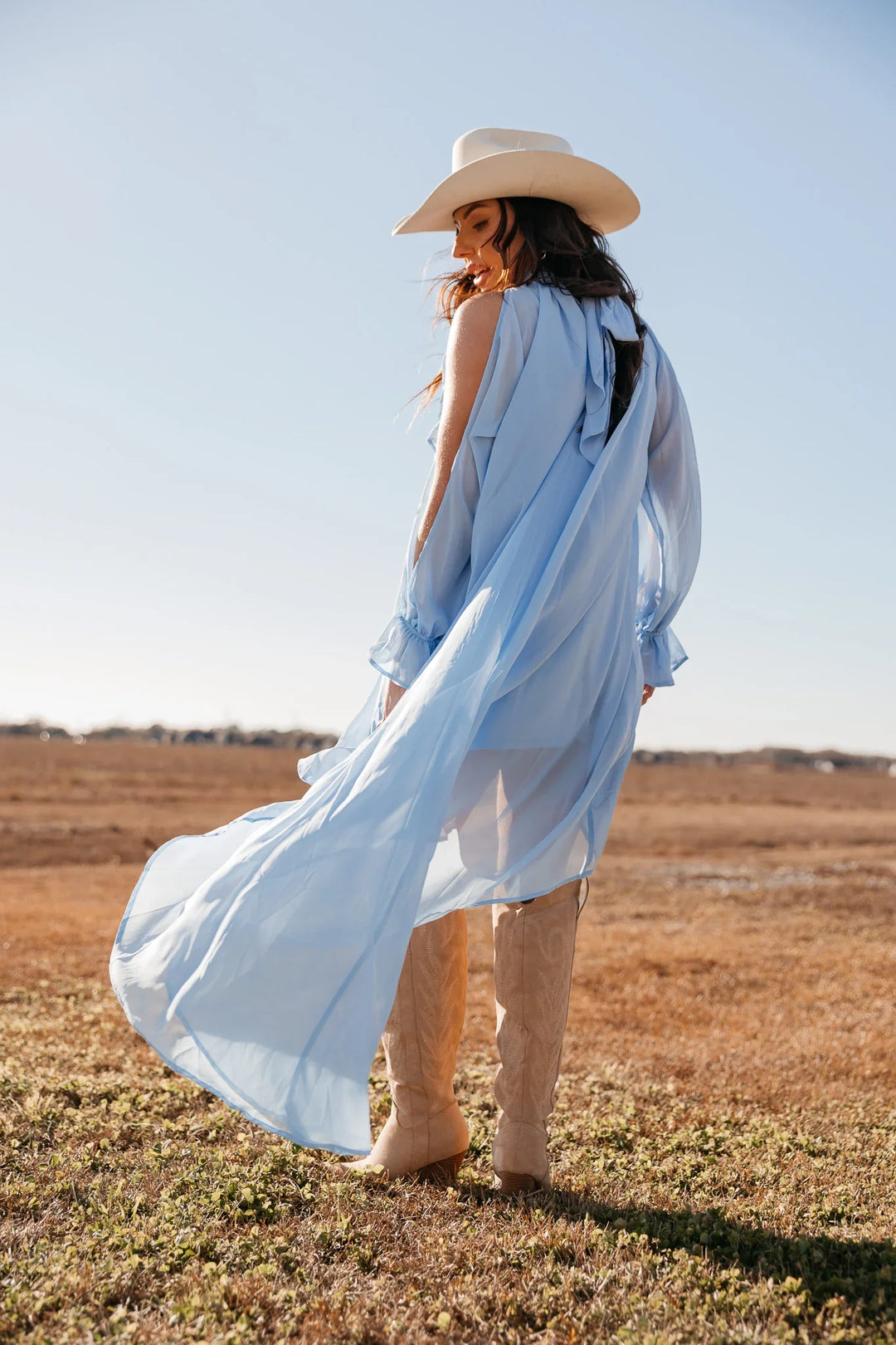 Dove Blue High-Low Halter Dress *PRE ORDER June 6th*