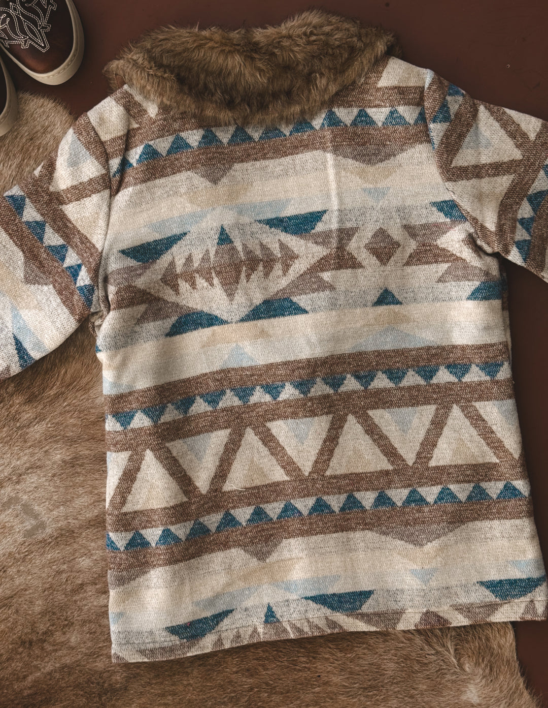 Belle of the West Aztec Fur Trim Coat