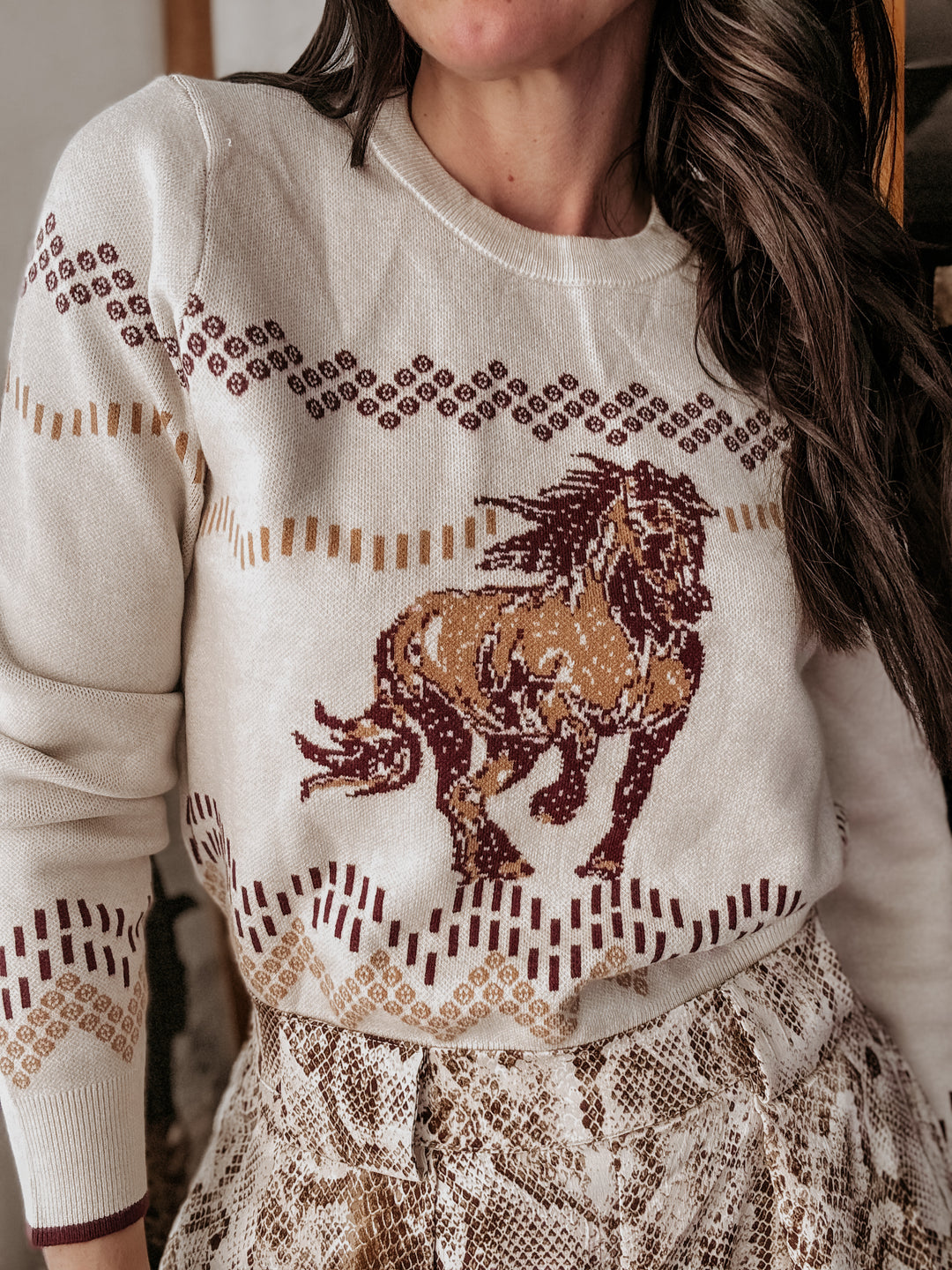 Horse Pattern Western Sweater