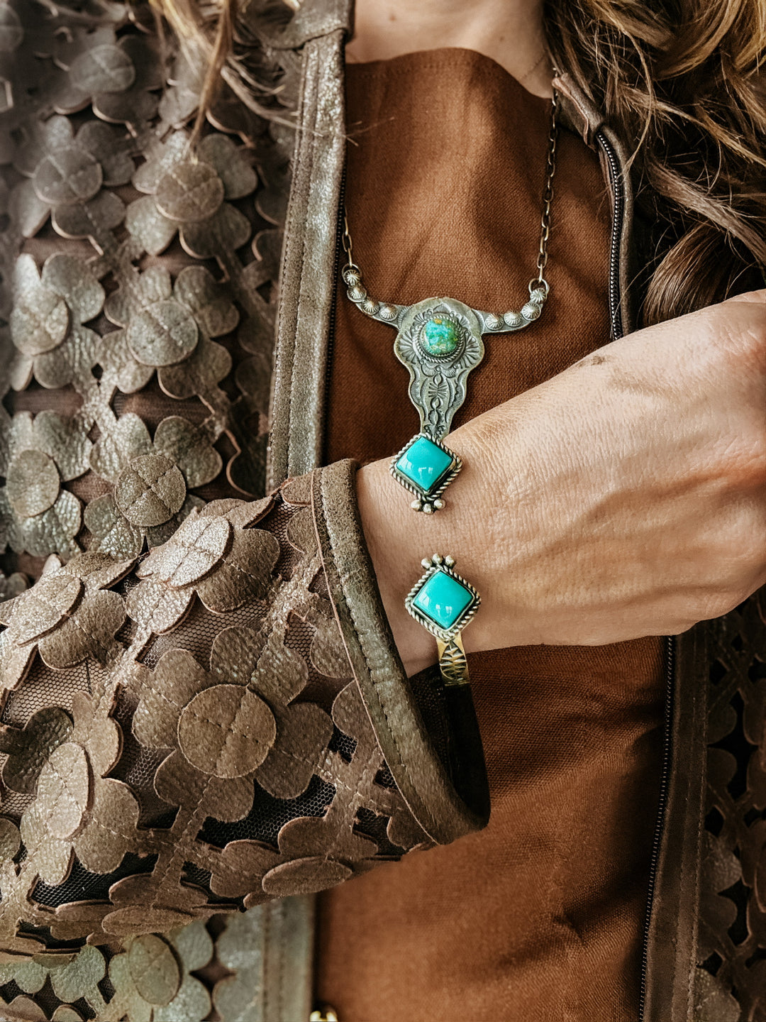 Double Stone Turquoise Cuff