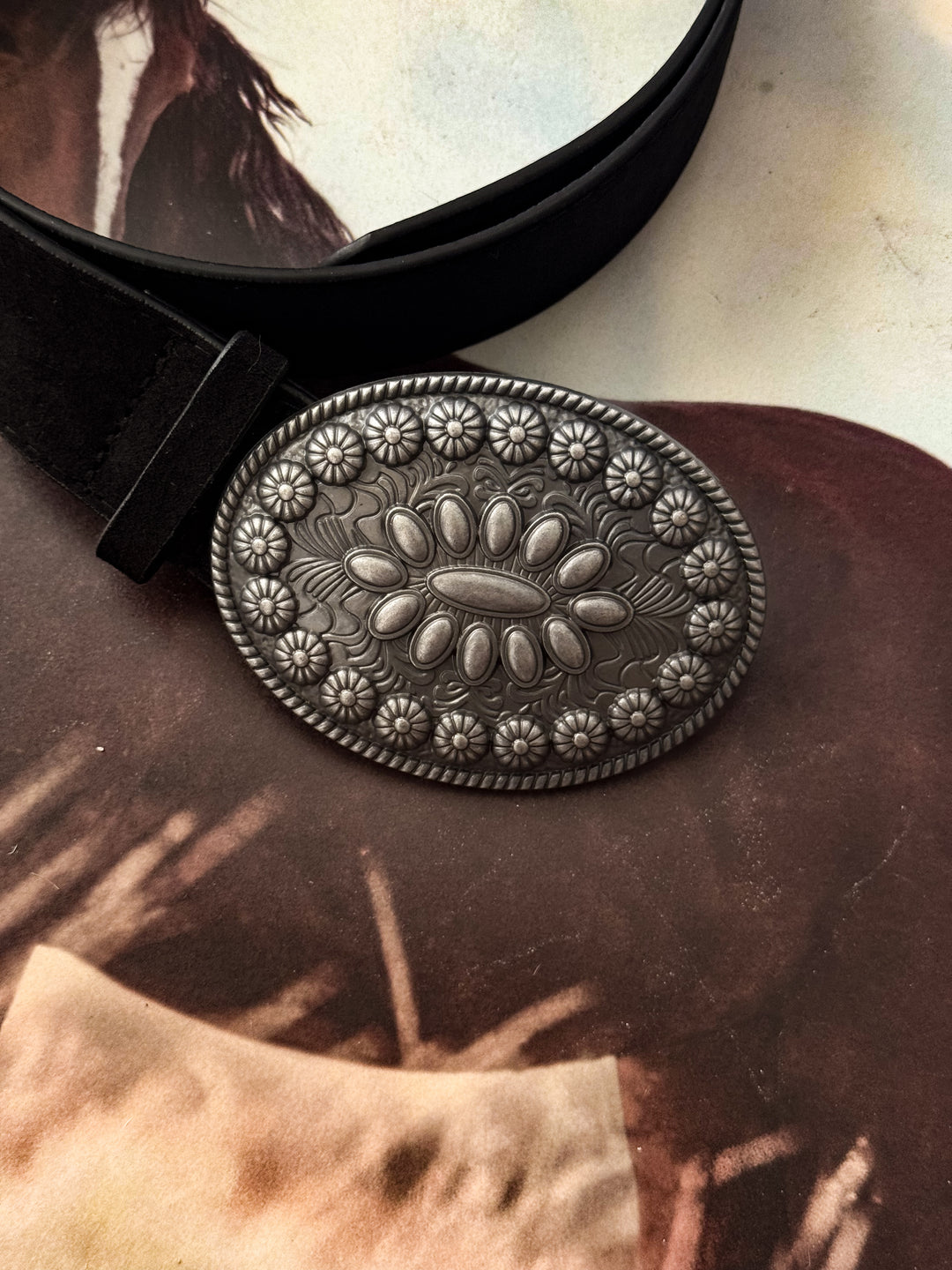 Concho Daisy Belt - Black