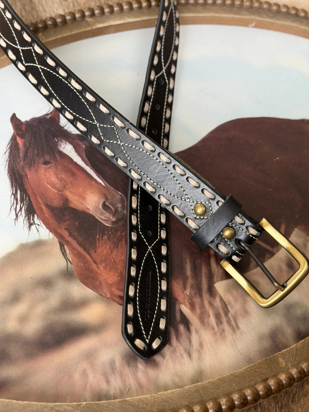 The Classic Buck Stitch Belt - Black