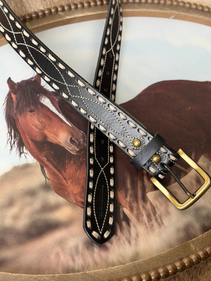 The Classic Buck Stitch Belt - Black