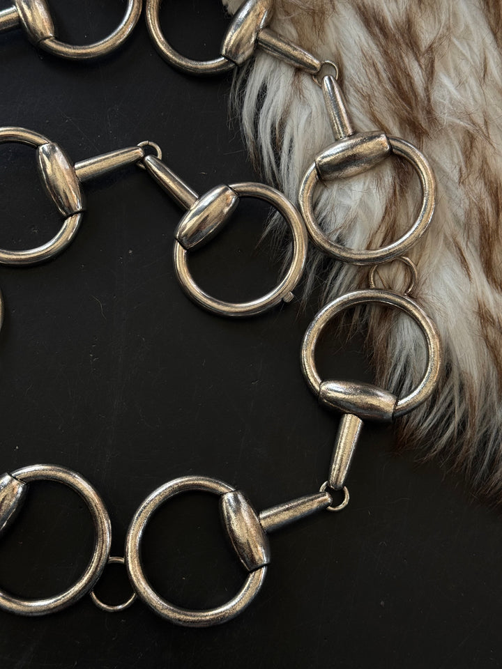 Western Horsebit Chain Belt- Silver