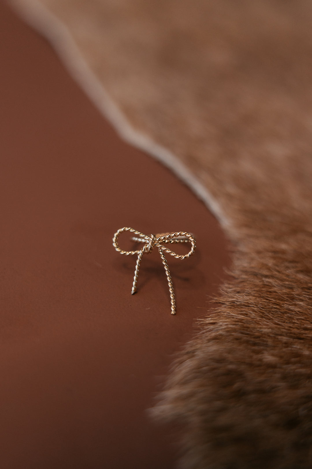 Dainty Rope Bow Ring - Gold Size 6